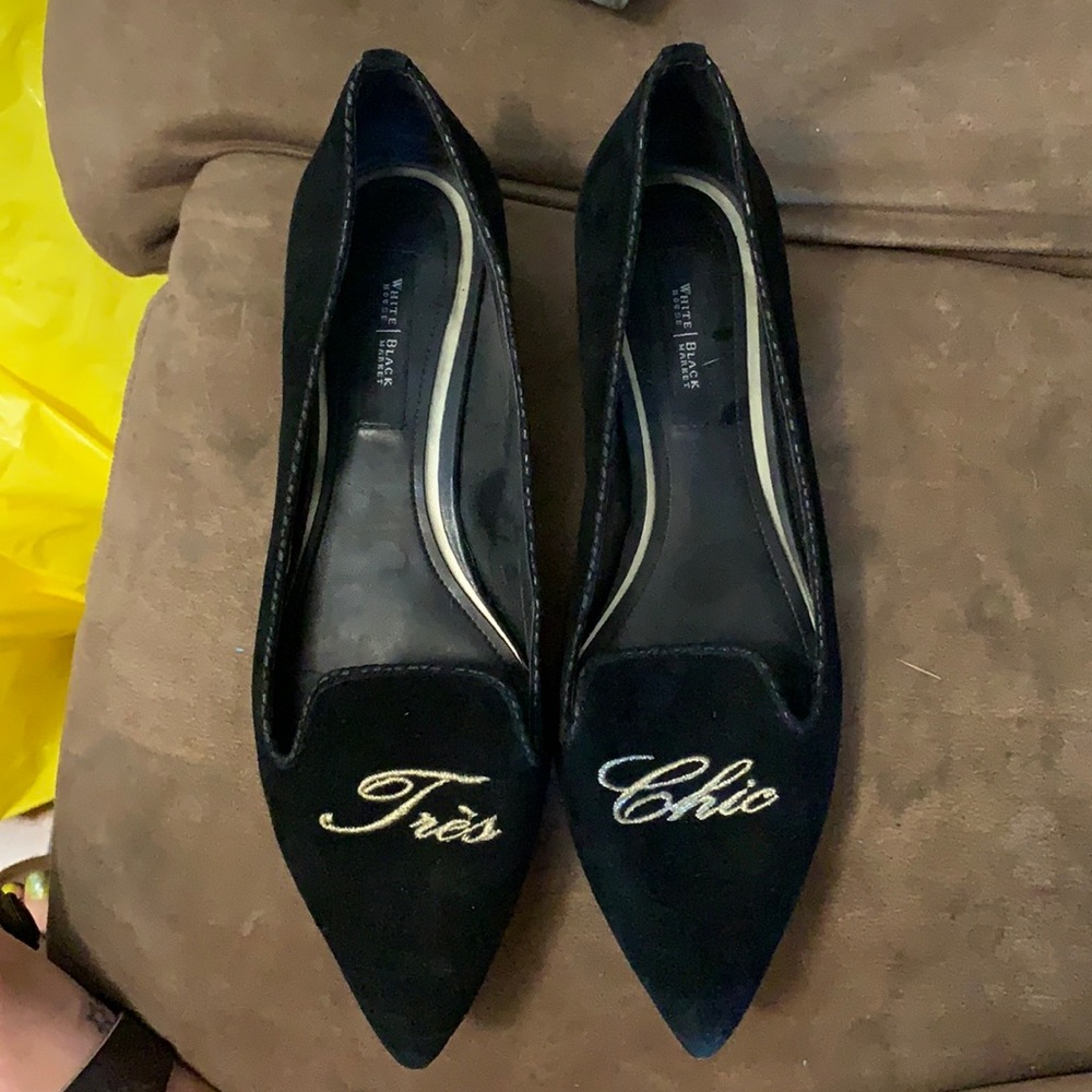Black suede flats